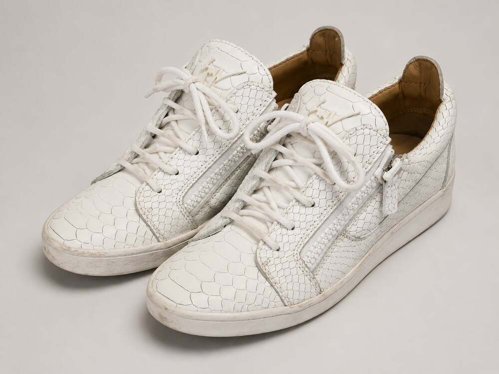 Giuseppe Zanotti Frankie Womens Sneakers EU 38 White Snake Leather Double Zip
